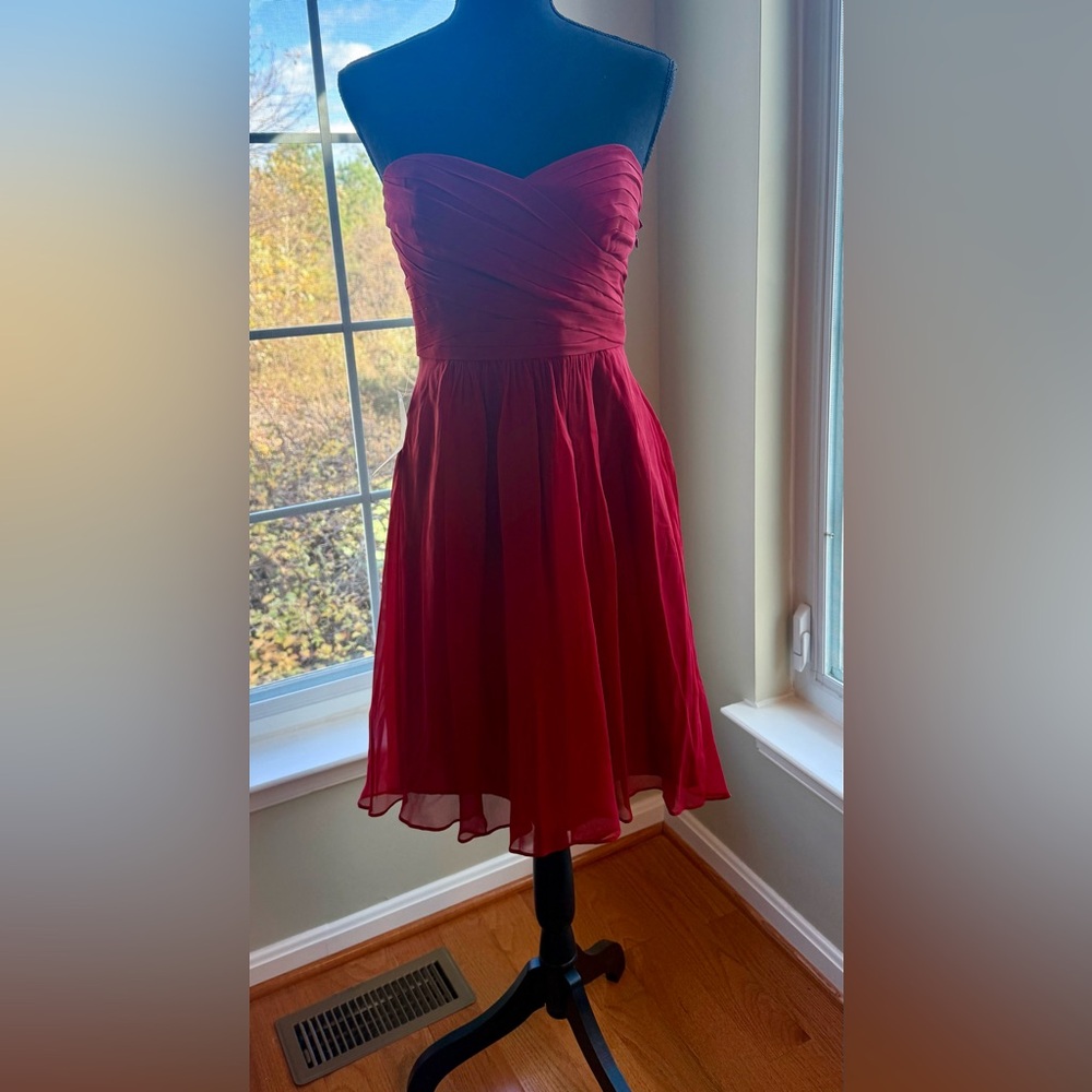 Ann Taylor Strapless 100% Silk Georgette Dress. Size 2. NWT.